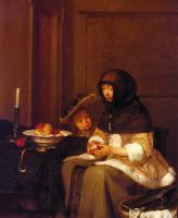 Borch, Gerard Ter - Woman Peeling Apples